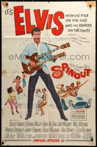 9y796 SPINOUT 1sh 1966 Elvis with double-necked guitar, foot on the gas & no brakes on fun!