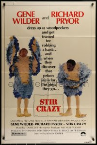 9y816 STIR CRAZY 1sh 1980 Gene Wilder & Richard Pryor in chicken suits, directed by Sidney Poitier