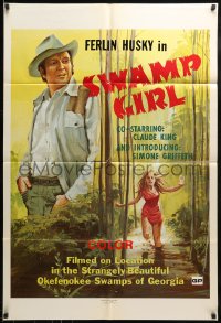 9y835 SWAMP GIRL 1sh 1971 Ferlin Husky, artwork of sexy girl running through the Okefenokee Swamps