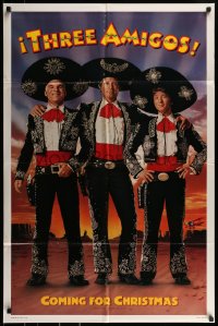 9y874 THREE AMIGOS teaser 1sh 1986 best portrait of Chevy Chase, Steve Martin & Martin Short!