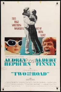 9y913 TWO FOR THE ROAD 1sh 1967 Audrey Hepburn & Albert Finney embrace, directed by Stanley Donen!