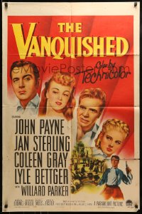 9y925 VANQUISHED 1sh 1953 headshots of John Payne, Jan Sterling, Coleen Gray, Lyle Bettger!