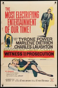 9y976 WITNESS FOR THE PROSECUTION 1sh 1958 Billy Wilder, Tyrone Power, Marlene Dietrich!