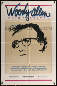 9y980 WOODY ALLEN FILM FESTIVAL 1sh 1981 cool headshot artwork of the director, his eight best!