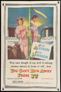 9y988 YOU CAN'T RUN AWAY FROM IT 1sh 1956 Jack Lemmon & Allyson in remake of It Happened One Night!