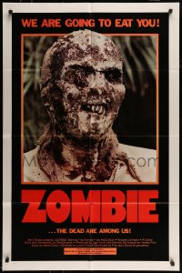 9y997 ZOMBIE 1sh 1980 Zombi 2, Lucio Fulci classic, gross c/u of undead, we are going to eat you!