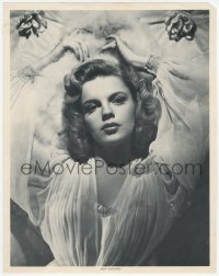 9z434 JUDY GARLAND commercial 11x14 still 1970s beautiful close portrait in nightgown laying on fur!