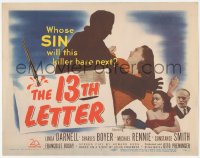 9z002 13th LETTER TC 1951 Otto Preminger, sexy Linda Darnell, whose SIN will this killer bare next!