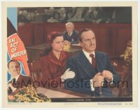 9z017 ACT OF MURDER LC #8 1948 close up of Fredric March & Geraldine Brooks sitting in courtroom!