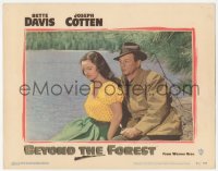 9z070 BEYOND THE FOREST LC #5 1949 c/u of sexy Bette Davis & Joseph Cotten sitting by lake!