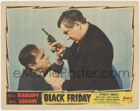 9z079 BLACK FRIDAY LC #5 R1947 great close up of Bela Lugosi in death struggle with Stanley Ridges!