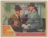 9z101 BOSTON BLACKIE GOES HOLLYWOOD LC 1942 William Wright points gun at detective Chester Morris!