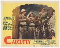 9z120 CALCUTTA LC #6 1946 Gavin Muir and guy in pith helmets question Alan Ladd on staircase!