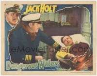 9z198 DANGEROUS WATERS LC 1935 ship captain Jack Holt puts his hand on Willard Robertson in bed!