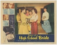 9z222 DIARY OF A HIGH SCHOOL BRIDE LC #3 1959 great image of bad girls fighting by lockers!