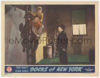 9z226 DOCKS OF NEW YORK LC 1945 East Side Kids Leo Gorcey & Huntz Hall caught sneaking up ladder!