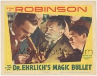 9z234 DR. EHRLICH'S MAGIC BULLET LC R1940s c/u of Edward G. Robinson watching man with microscope!