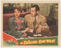 9z249 FALCON OUT WEST LC 1944 Tom Conway as The Falcon playing cards with pretty Joan Barclay!