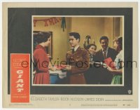 9z305 GIANT LC #5 1956 Sal Mineo & Elizabeth Taylor at Christmas party, directed by George Stevens!