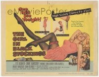 9z308 GIRL IN BLACK STOCKINGS TC 1957 art of sexy high society bad girl Mamie Van Doren!
