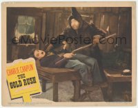 9z317 GOLD RUSH LC R1942 Charlie Chaplin attacked by big guy in cabin, with Music and Words!