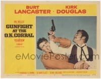 9z335 GUNFIGHT AT THE O.K. CORRAL LC #7 1957 c/u of Burt Lancaster & Kirk Douglas fighting for gun!
