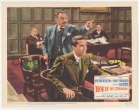 9z374 HOUSE OF STRANGERS LC #3 1949 Edward G. Robinson standing in court behind Richard Conte!