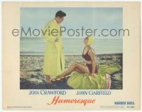 9z383 HUMORESQUE LC #5 1946 best image of Joan Crawford in swimsuit w/ John Garfield on the beach!
