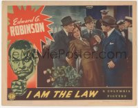 9z389 I AM THE LAW LC 1938 Edward G. Robinson watches two men catch Wendie Barrie as she faints!