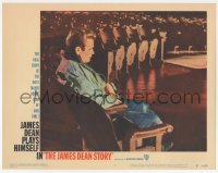 9z420 JAMES DEAN STORY LC #1 1957 cool close up sitting in theater, was he a Rebel or a Giant?