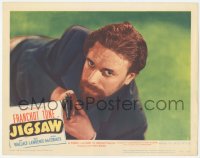 9z426 JIGSAW LC #5 1949 super close up of bearded Franchot Tone with gun drawn, film noir!