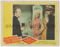 9z448 KISS THEM FOR ME LC #8 1957 sexy Jayne Mansfield between uniformed Cary Grant & Ray Walston!