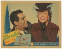 9z466 LADY IS WILLING LC 1942 great close up of laughing Marlene Dietrich & Fred MacMurray!