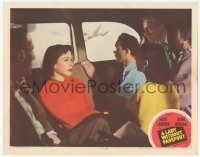 9z470 LADY WITHOUT PASSPORT LC #8 1950 Hedy Lamarr looks on as others look at airplane out window!