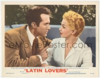 9z480 LATIN LOVERS LC #3 1953 Ricardo Montalban doesn't mind that sexy Lana Turner is rich!