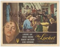 9z497 LOCKET LC #5 1946 pretty Laraine Day sketches & Robert Mitchum looks on, film noir!