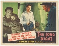 9z501 LONG NIGHT LC #8 1947 great close up of crazed Henry Fonda with gun drawn, film noir!
