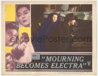 9z570 MOURNING BECOMES ELECTRA LC #3 1948 Rosalind Russell behind Michael Redgrave with gun!