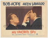 9z576 MY FAVORITE SPY LC #5 1951 great close up of Bob Hope trying to scare Mike Mazurki!