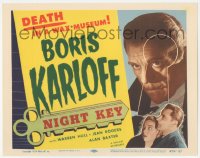 9z596 NIGHT KEY TC R1954 great close up of Boris Karloff, Alan Baxter & Jean Rogers!