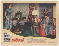 9z658 PITFALL LC #4 1948 Jane Wyatt looks at Dick Powel with dead guy on floor with gunl