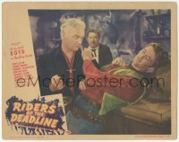 9z706 RIDERS OF THE DEADLINE LC #5 1943 William Boyd as Hopalong Cassidy punching Robert Mitchum!