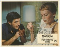 9z716 ROSEMARY'S BABY LC #6 1968 Mia Farrow eating in bed by John Cassavetes, Roman Polanski!