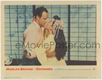 9z730 SAYONARA LC #3 1957 best close up of Marlon Brando kissing Japanese Miiko Taka!