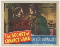 9z738 SECRET OF CONVICT LAKE LC #7 1951 close up of pretty Gene Tierney & bearded Glenn Ford!