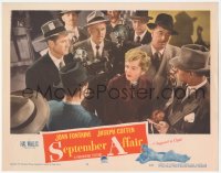 9z740 SEPTEMBER AFFAIR LC #6 1951 Joan Fontaine surrounded by newspaper reporters, classic!