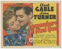 9z786 SOMEWHERE I'LL FIND YOU TC 1942 great romantic close up of Clark Gable & sexy Lana Turner!
