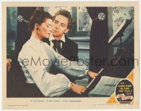 9z792 SONG OF LOVE LC #3 1947 Paul Henreid stares lovingly at Katharine Hepburn playing piano!