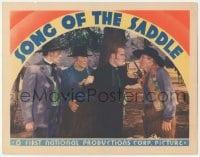 9z794 SONG OF THE SADDLE LC 1936 angry bad guy holds gun on Dick Foran, The Singing Cowboy!