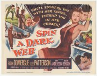 9z798 SPIN A DARK WEB TC 1956 wonderful film noir art of sexy full-length Faith Domergue!